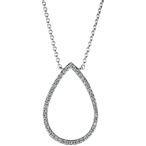 Collier 750/18K Weissgold Tropfen Diamant 0.17ct. 40 cm