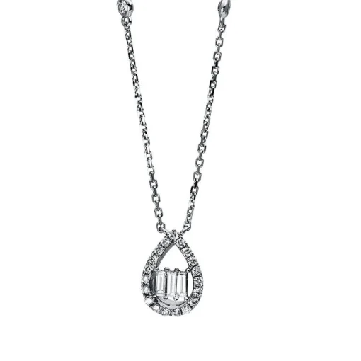 Collier 750/18K Weissgold Tropfen Diamant 0.29ct.