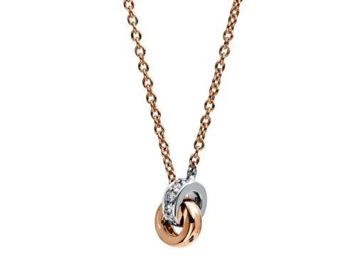 Collier 750/18K Weissgold/Rosegold Diamant 0.05ct. 42 cm