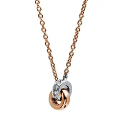 Collier 750/18K Weissgold/Rotgold Diamant 0.05ct. 42 cm