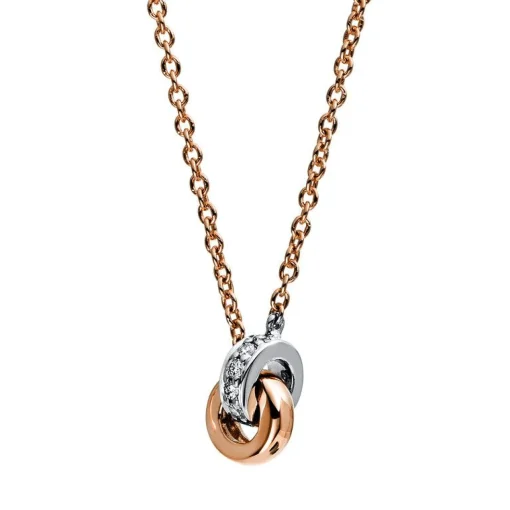 Collier 750/18K Weissgold/Rotgold Diamant 0.05ct. 42 cm