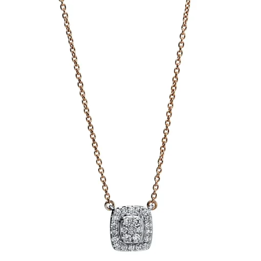 Collier 750/18K Weissgold/Rotgold Diamant 0.16ct.