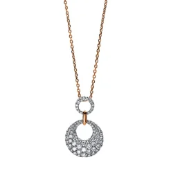 Collier 750/18K Weissgold/Rotgold Diamant 0.78ct. 40 cm