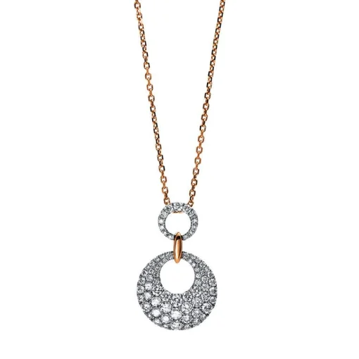 Collier 750/18K Weissgold/Rotgold Diamant 0.78ct. 40 cm