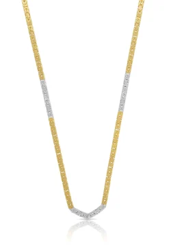 Collier Königskette Bicolor Gelbgold-/Weissgold 750, 2mm, 42cm