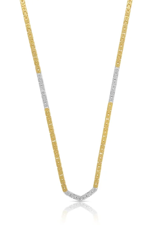 Collier Königskette Bicolor Gelbgold-/Weissgold 750, 2mm, 42cm
