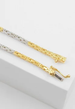 Collier Königskette Bicolor Gelbgold-/Weissgold 750, 2mm, 42cm