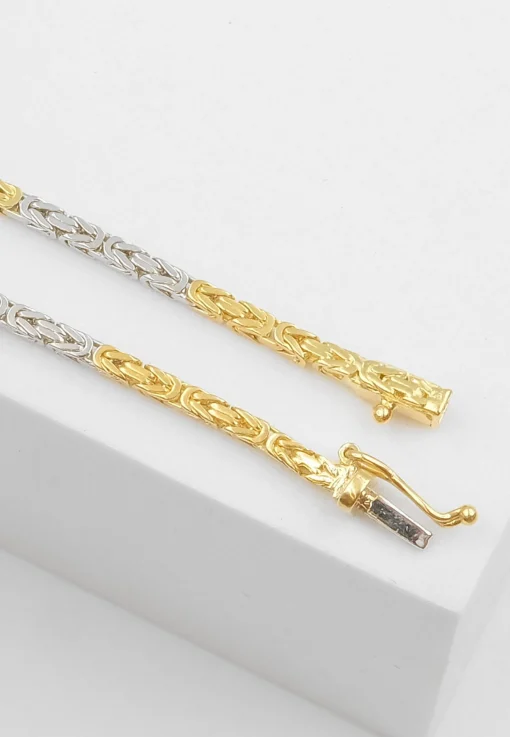 Collier Königskette Bicolor Gelbgold-/Weissgold 750, 2mm, 42cm