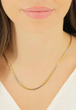 Collier Königskette Bicolor Gelbgold-/Weissgold 750, 2mm, 42cm