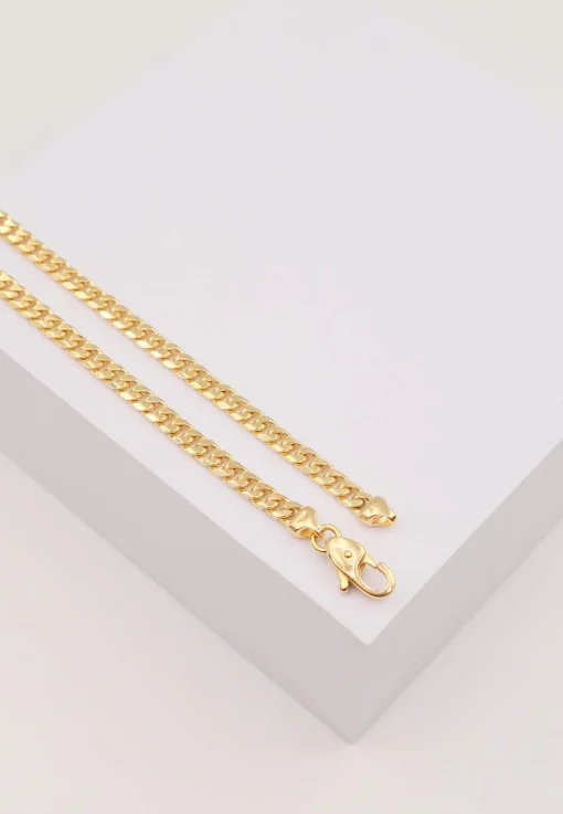 Collier Panzer Gelbgold 375, 4mm, 50cm