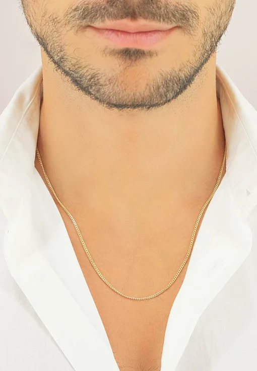Collier Panzer Gelbgold 585, 1.7mm, 55cm