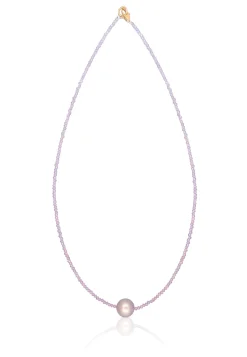 Collier Roségold 750 Süsswasserperle 10-11mm Spinell