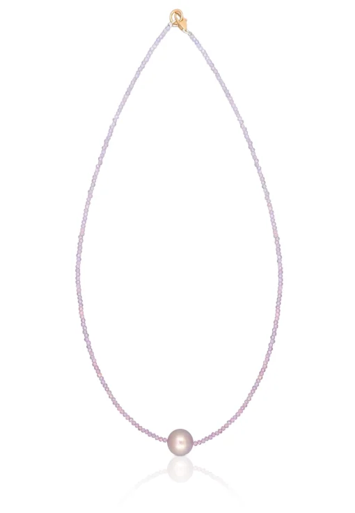 Collier Roségold 750 Süsswasserperle 10-11mm Spinell
