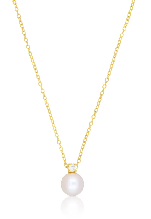 Collier Rotgold 750 Akoya Perle Diamant 0.08ct.