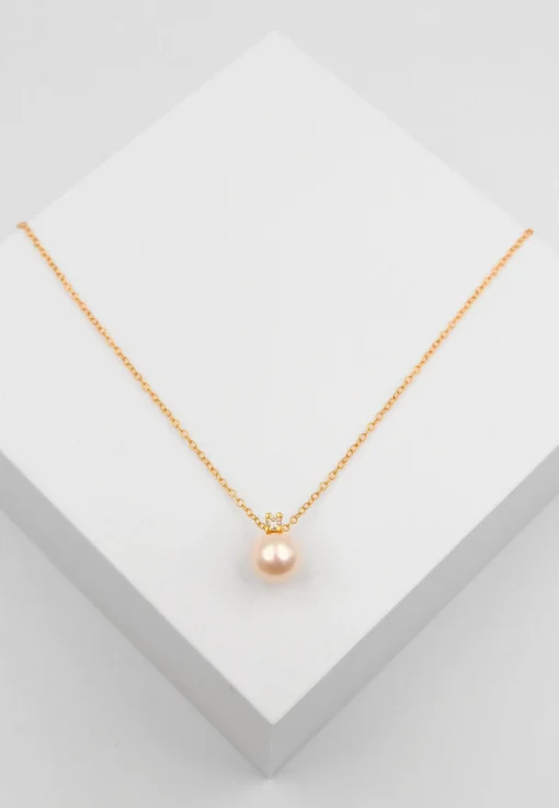 Collier Rotgold 750 Akoya Perle Diamant 0.08ct.