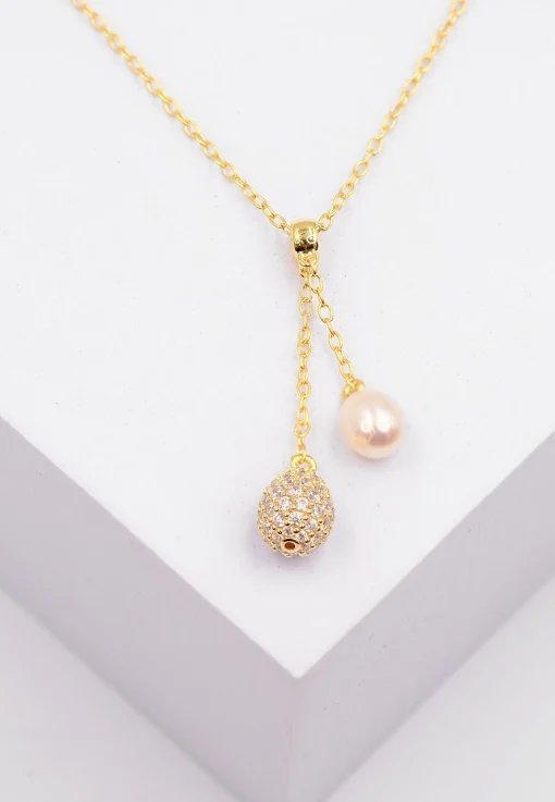 Collier Silber 925 Süsswasserperle 5-5.5mm Zirkonia
