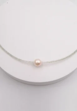 Collier Weissgold 750 Süsswasserperle 10-11mm Chalcedon