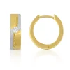 Creolen Bicolor Gelb-/Weissgold 750 Zirkonia 14mm