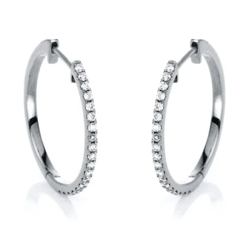 Creolen 585/14K Weissgold Diamant 0.24ct.