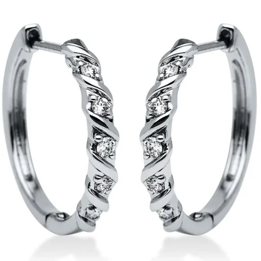 Creolen 750/18K Weissgold Diamant 0.15ct.