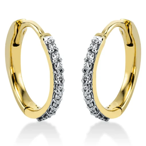 Creolen 585/14K Weissgold/Gelbgold Diamant 0.2ct.