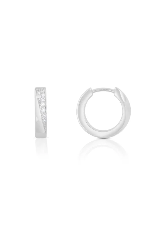 Creolen Weissgold 750 Diamant 0.14ct. 14mm