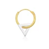 Einzel-Creole mit Dreieck Bicolor Gelb-/Weissgold 750, 13mm