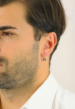 Einzel-Creole mit Dreieck Bicolor Gelb-/Weissgold 750, 13mm