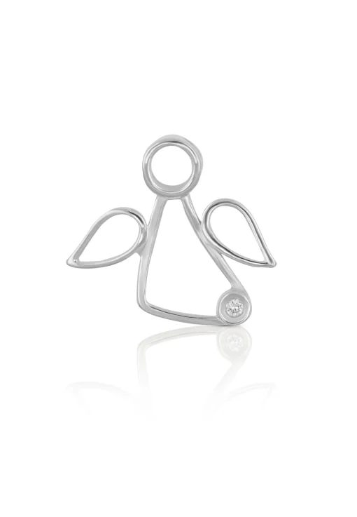 Engel Anhänger Weissgold 750 Diamant 0.0075ct. 13x15mm