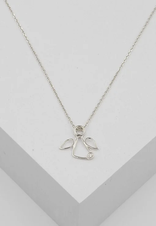 Engel Anhänger Weissgold 750 Diamant 0.0075ct. 13x15mm
