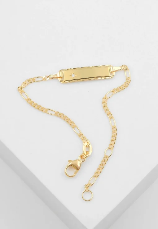 ID-Bracelet Figaro Gelbgold 750 Diamant 0.0075ct. 1.8mm, 14cm