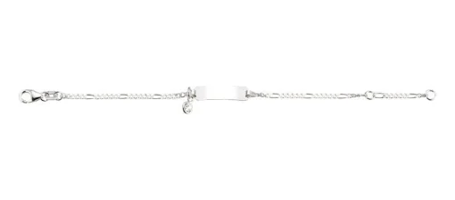 ID-Bracelet Figaro Silber 925 Zirkonia Anhänger, 1.9mm, 14cm