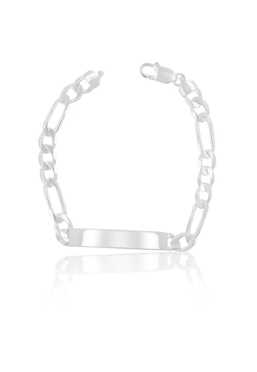 ID-Bracelet Figaro Silber 925, 7.6mm, 21cm