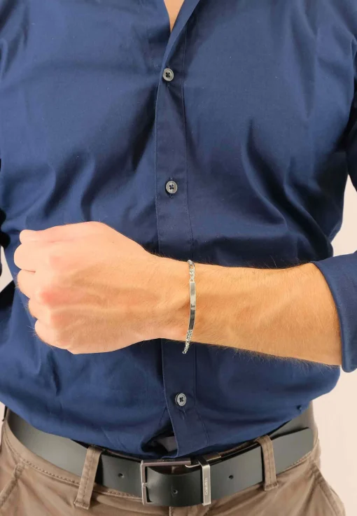 ID-Bracelet Figaro Weissgold 750, 19cm, 4mm