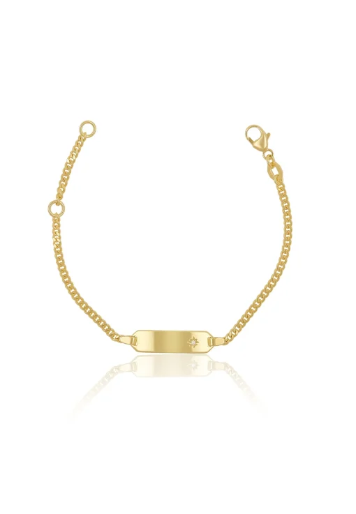 ID-Bracelet Panzer Gelbgold 750 Diamant 0.0075ct. 2.1mm, 14cm