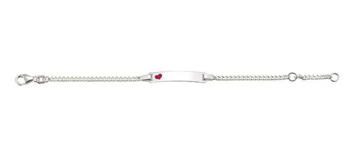 ID-Bracelet Panzer Silber 925 Herz, 2.4mm, 14cm