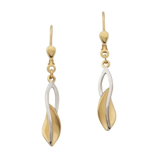 Ohrhänger Bicolor Gelb-/Weissgold 750, 36x6mm
