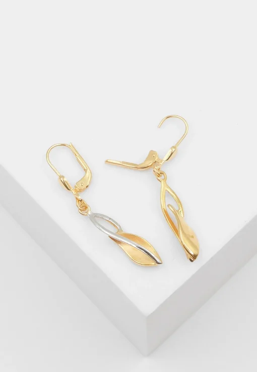 Ohrhänger Bicolor Gelb-/Weissgold 750, 36x6mm