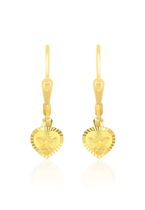 Ohrhänger Herz Engel Gelbgold 750 Brisur 24mm