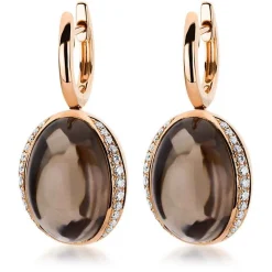 Ohrhänger 750/18K Rotgold Diamant 0.3ct. Rauchquarz 12.78ct.