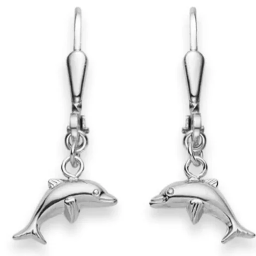 Ohrhänger mit Patentbrisuren Delphin Silber 925, 24x10mm
