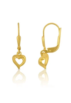 Ohrhänger mit Patentbrisuren Herz Gelbgold 750, 25x7mm