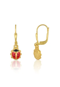 Ohrhänger mit Patentbrisuren Glückskäfer Gelbgold 750, 24x7mm