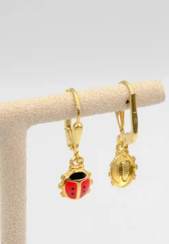 Ohrhänger mit Patentbrisuren Glückskäfer Gelbgold 750, 24x7mm