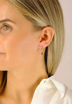 Ohrhänger mit Patentbrisuren Glückskäfer Gelbgold 750, 24x7mm