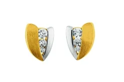Ohrstecker Bicolor Gelb-/Weissgold 750 Zirkonia 4x10mm