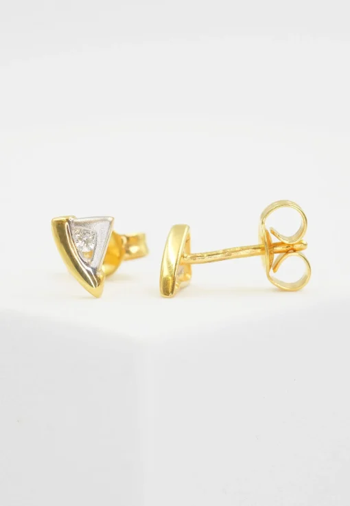 Ohrstecker Bicolor Gelb-/Weissgold 750 Diamant 0.06ct. 7x5mm