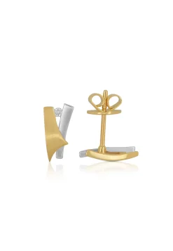 Ohrstecker Bicolor Gelb-/Weissgold 750 Diamant 0.03ct. 11x6mm
