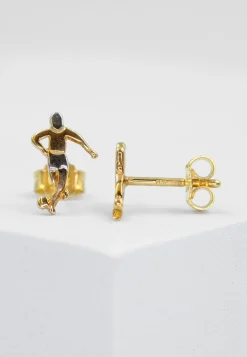 Ohrstecker Fussball Bicolor Gelb-/Weissgold 750, 11x7mm