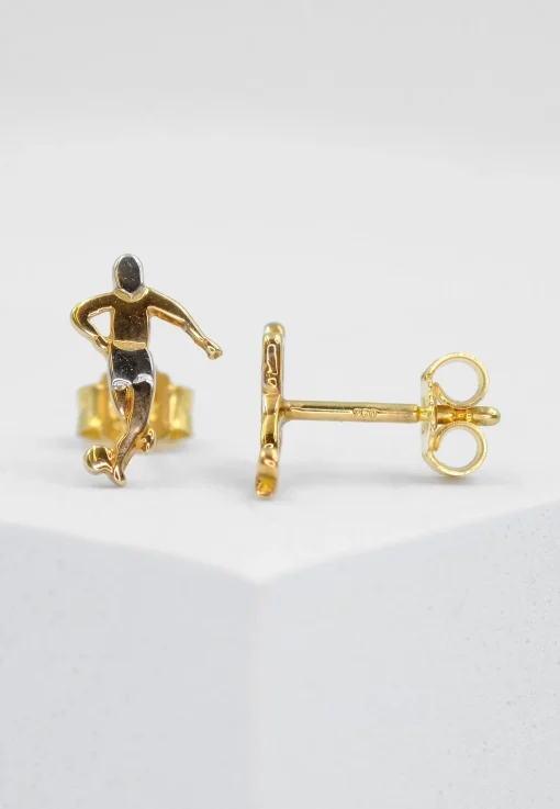 Ohrstecker Fussball Bicolor Gelb-/Weissgold 750, 11x7mm